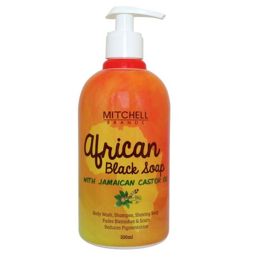 African Black Soap 500 ml / 16.9 Floz - Shampoo, Shaving Soap, Fade Blemishes and Scars, Dark Spots Remover, with Jamaican Castor Oil