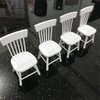 SXFSE Dollhouse Decoration Accessories, 1:12 Dollhouse Miniature Furniture Wooden White Dining Table Chair Model Set