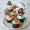 Gyufise 24Pcs Rugby Ball Oh Baby Cupcake Toppers Glitter American Football Cupcake Picks Baby Shower Oh Baby Cake Decorations for Gender Reveal Rugby Sports Theme Kids Birthday Party Supplies