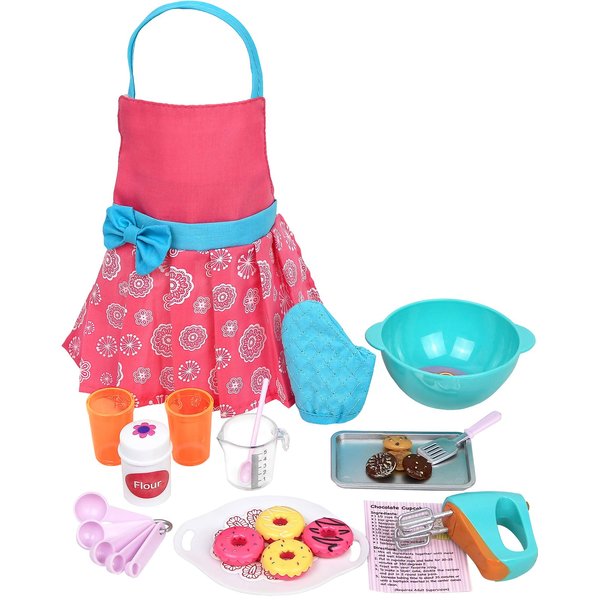 Click N' Play Doll Baking Set with Apron and Baking Utensil Accessories, Perfect for 18 inch Dolls