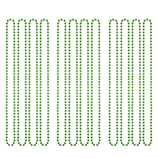 12 Pcs St. Patrick's Day Green Necklace Beads Beaded Shamrock Clover Chain Women Men Cosplay Costume Cute Leprechaun Irish Day Holiday Festival Parade Carnival Birthday Party Decorations Supplies