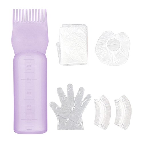 Metyond Root Comb Applicator Bottle, with Graduated Scale Purple Applicator Bottle 6 Ounce Hair Oil Applicator for Hair Dye Bottle Applicator Brush