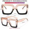AIEYEZO Oversized Square Blue Light Glasses for Women Cute Big Frame Glasses Fashion Clear Multi-Color Computer Eyewear (Black + Champagne Black)