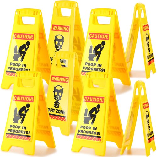 8 PCS Poop in Progress Warning Sign Toilet Humour Christmas Gag Gift Funny Husband Gift Toilet Occupied Caution Sign Novelty Funny Joke Prank Gift for Fool's Day Restroom Office Decorations