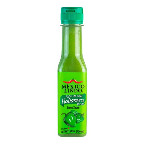 Mexico Lindo Green Habanero Hot Sauce | Real Green Habanero Chili Pepper | 75,900 Scoville Level | Enjoy with Mexican Food, Seafood & Pasta | 5 Fl Oz Bottles (Pack of 1)