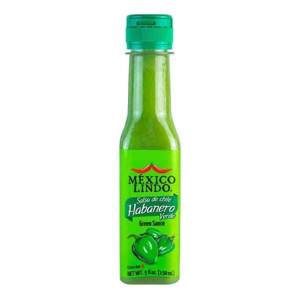 Mexico Lindo Green Habanero Hot Sauce | Real Green Habanero Chili Pepper | 75,900 Scoville Level | Enjoy with Mexican Food, Seafood & Pasta | 5 Fl Oz Bottles (Pack of 1)