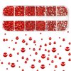 3000 PCS Rhinestones for Craft, PHOGARY Red & Black Flat Back Rhinestones 6 Sizes (2-5 mm) with Pick Up Tweezer for Crafts Nail Face Art Clothes Shoes Bags Phone Case DIY