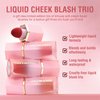Vtrem Liquid Blush Stick for Eyes Lips Cheeks Face 3-in-1 Makeup Face Blush 3 Colors Matte Makeup Wand Contouring Natural 15ml Waterproof Sweatproof Blusher Sticks with Cushion Applicator