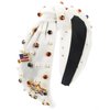 TailaiMei 4th of July Rhinestone Knotted Headband for Women, USA Flag Star Jeweled Crystal Embellished Ladies Twist Wide Hair Band Accessories Holiday Makeup Hair Hoop Gifts (White)