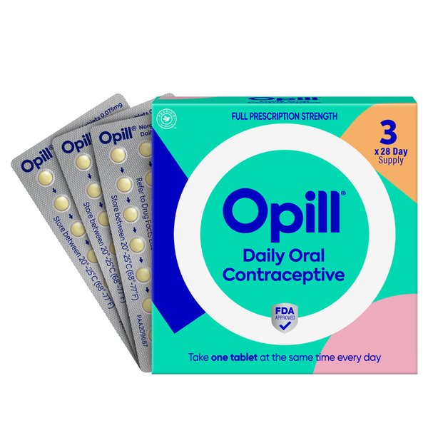 Opill, Daily Birth Control Pills, Over-The-Counter Progestin-Only Oral Contraceptive, FDA-Approved & Estrogen-Free, 84 Count