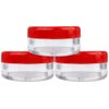 50 New Empty 5 Grams Acrylic Clear Round Jars - BPA Free Containers for Cosmetic, Lotion, Cream, Makeup, Bead, Eye shadow, Rhinestone, Samples, Pot, Small Accessories 5g/5ml (RED LID)