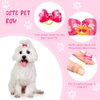 MTLEE 12 Pieces Small Dog Hair Bow Rubber Bands Cute Puppies Hair Bows Pink Doggies Cat Topknot Pet Headdress with Rhinestones Dog Grooming Bowknot Pet Hair Accessories for Puppy Kitten