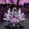 OwnMy Sparkle Crystal Lotus Flower Hue Reflection Feng Shui Home Decor with Gift Box (4 Inch/ 100MM Purple)