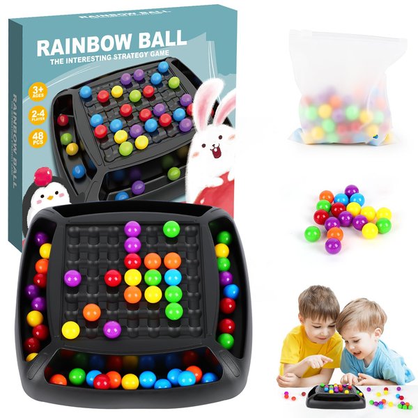 48Pcs Intellectual Chessboard - Dual Duel, Strategy Board Games Chess Board with 48 Rainbow Ball, Fun Table Top Strategy Game, Strategy Board Games Chess Board for Kids & Adults