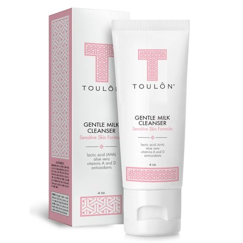 TOULON Gentle Milk Cleanser: Face Wash for Dry & Sensitive Skin; Mild Facial Cleanser with AHA, Lactic Acid, Aloe Vera & Antioxidants for Women