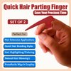 My Hair Tools 2pc Hair Parting & Sectioning Rings set - Stainless Steel Finger Braiding Hair Pick Tools Durable Dreadlocks Wig Quick Installation of Remy Human Hair Extensions Hair Styling Tools (Red)