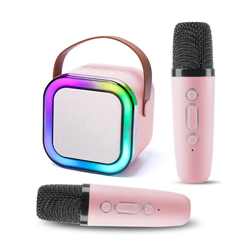 Karaoke Machine for Kids, Portable Mini Karaoke Microphone Speaker with 2 Mic & 1 Type-C Cable & Light, Gifts Toys for All Smartphones, Birthday, Family, Home Party