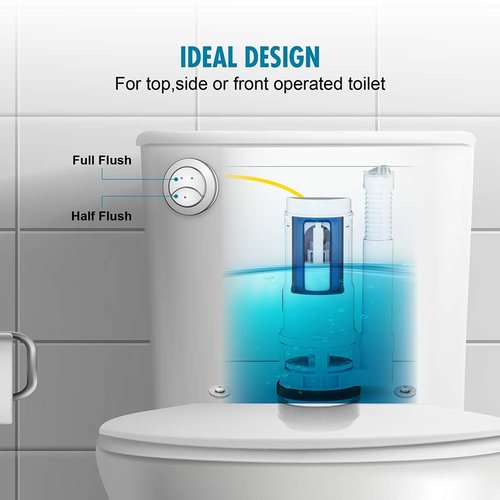 ZONE INDUSTRY CORP. Dual Flush Valve, Push Button, Converter Kit, Replacement, Water-Saving, UPC & CUPC Listed Toilet Repair Kit, with gasket and bolts kits, For Use with Standard 2-inch Flush Valves