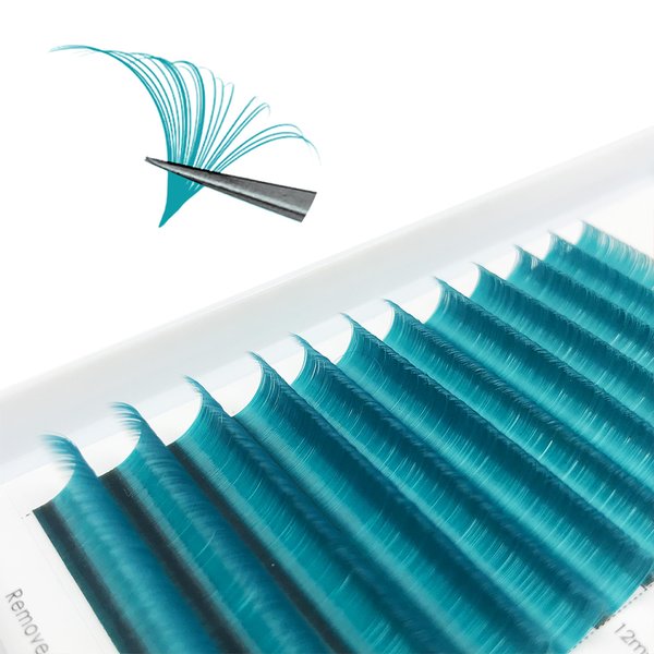 CoMango Colored Lash Extensions C Curl 8-14mm Mixed Lash Tray Easy Fan Volume Lashes Dark Turquoise Colored Eyelash Extensions Volume Lash Extensions Self Fanning Eyelash Extensions