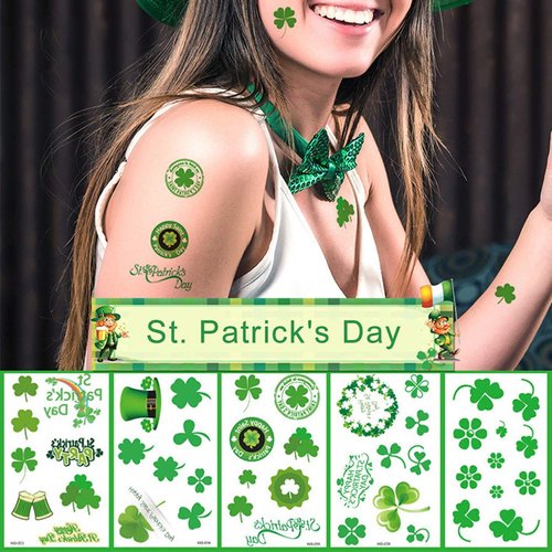 St Patricks Day Tattoos 10 Sheets 60+ Styles Shamrock Tattoos St. Patrick's Day Accessories Party Favors Decorations-A HIT for Your Event