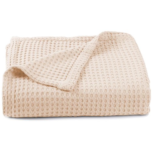 Kloovete 36” X 40” Inches Cooling Baby Waffle Weave Blanket, Ultra-Soft Lightweight Receiving Blanket for Newborn, Breathable Comfortable Baby Swaddle Blanket for Boys and Girls(Oat)