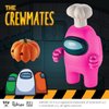 P.M.I. Among Us Action Figure | One of Four 4.5-Inch-Tall Collectibles | Among Us Toys and Playable Mini Toys | Pink Crewmate in The White My Name Chef with Hidden Hat and Hands