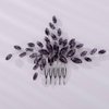 Teyglen Women Dainty Simple Full Rhinestones Red Blue Black Bride Wedding Hair Comb Luxurious Hair Accessories Shiny Rhinestones Bridal Side Hair Combs for Women Bride Girls (Purple)