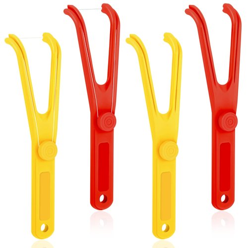 Dental Floss Holder Reusable Floss Picks Floss Holder Handle Interdental Toothpick Flosser for Oral Teeth Clearing (4 Pieces)