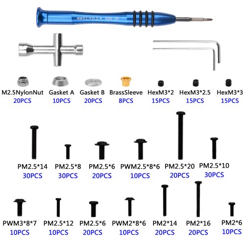 Vgoohobby 357Pcs Universal M2 M2.5 M3 RC Screws Kit Screw Fasteners Gasket Repair Tool Set Compatible with MN D90 D91 MN99S WPL C14 C24 B24 B36 1/12 1/16 RC Car