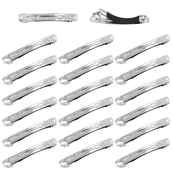 Dizila 20 Pieces 8cm/3" Plain Blank DIY Craft Project Silver Metal French Hair Barrettes with Strong Hold Snap Hair Clips Accessories for Women Girls Teens