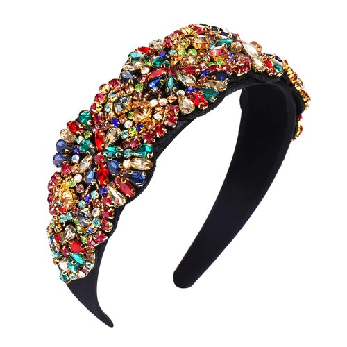 UYT Crystal Headbands for Women's Hairbands, Rhinestone Embellished Headbands, Pearl Beaded Headbands for Women & Girls, Hairband Party Accessories (Baroque Colorful, 1 Count)