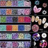 editTime 5 Boxes Shiny Colorful Nail Art Rhinestones Kit 3D Flatback Horse Eye Rhinestones Irregular Nail Stone and 4 Sheets Flower Nail Stickers with a Curved Tweezers and a Nail Brush (multicolor)