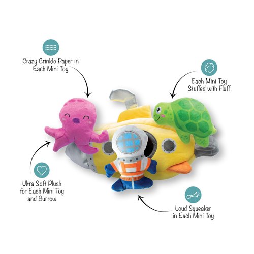Fringe Studio Plush Dog Toy Set, Interactive Hide and Seek Play, Into The Deep, Pet Shop Collection (289249)