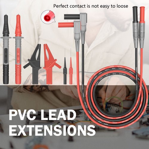 Test Leads Set HANDSKIT Double Insulated Electrical Multimeter Test Lead Kit, Test Leads Probes 4mm Banana Plug with Alligator Clips 30A and Needle Probe 0.7mm