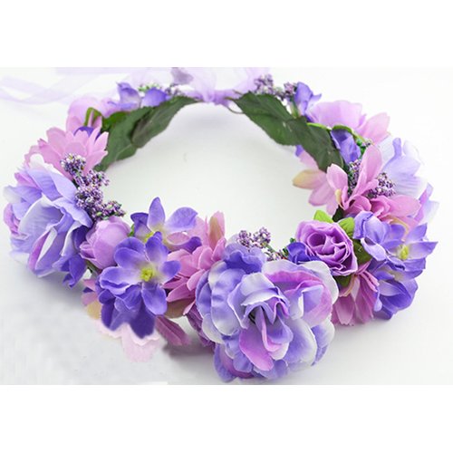Trepveter Rose Flower Crown Floral Crown Flower Garland Headband Floral Headpiece Halo Boho Maternity Photo Props Wedding Party Prom Photos Purple