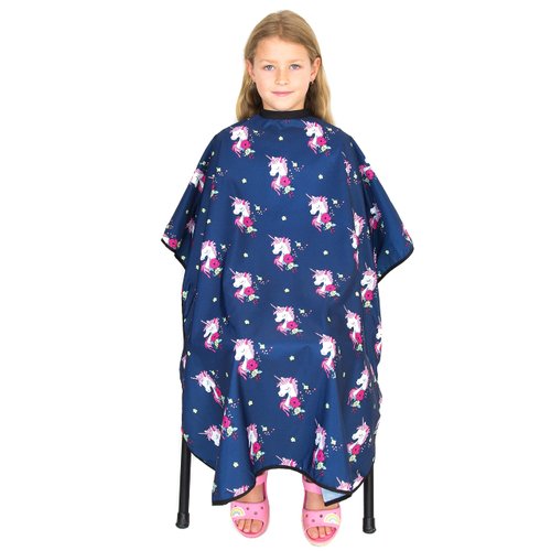 Hair Cutting Cape for Kids - Unicorns Print - Water Resistant Salon Cape - Snap Closure - Kids Haircut Cape - Barber Cape for Kids - Kids Hair Cape