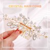 Olbye Women’s Rhinestone Hair Comb Bridal Headpiece Crystal Prom Hair Pieces Flower Bridesmaids Decorative Hair Clips Bride Pearls Hair Side Combs Wedding Hair Accessories for Brides (Gold)
