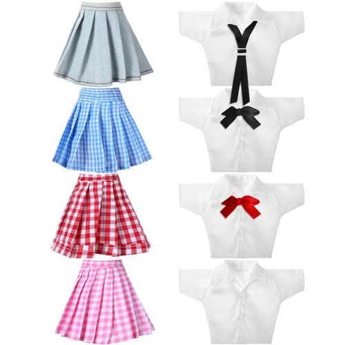 Bencailor 8 Pieces Christmas Winter Doll Clothes 11.5 Inch Elf Doll Accessories Cotton Sweaters Denim Pant Outfit Clothing(Cute)