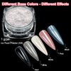 2 Boxes White Pearl Chrome Nail Powder - Transparent Clear Ice Shimmer Chrome Pigment Powder for Nails, Inspired Nails Mirror Effect Glitters Nail Art Powder for DIY Salon