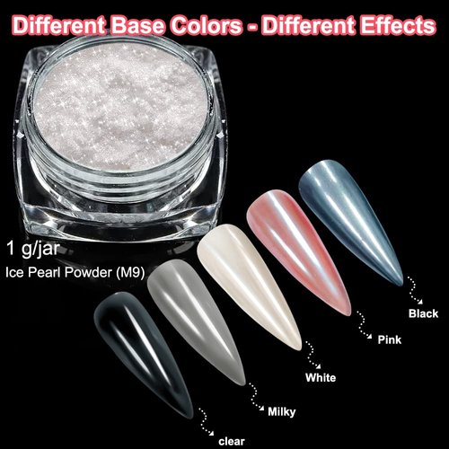 2 Boxes White Pearl Chrome Nail Powder - Transparent Clear Ice Shimmer Chrome Pigment Powder for Nails, Inspired Nails Mirror Effect Glitters Nail Art Powder for DIY Salon