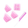 MOODKEY 24PCS Self Grip Small Hair Curlers Set Nylon Hair Rollers, Heatless Pro Salon Hairdressing Curler Tools for Women, Medium Short Hair (0.8in, Pink)