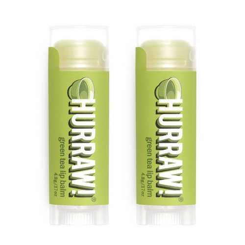 Hurraw! Green Tea Lip Balm, 2 Pack: Organic, Certified Vegan, Cruelty and Gluten Free. Non-GMO, 100% Natural Ingredients. Bee, Shea, Soy and Palm Free. Made in USA