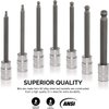 Neiko 10072A 3/8-Inch Drive Extra Long Allen Hex Bit Socket Set, SAE, 1/8-Inch - 3/8-Inch | S2 and Cr-V Steel, 7-Piece Set