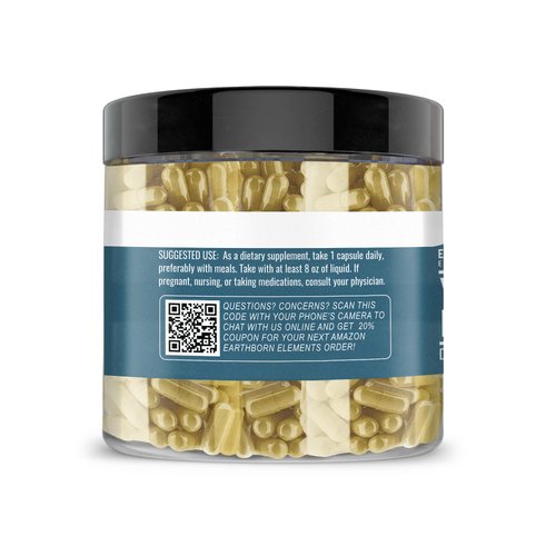 Earthborn Elements Yerba Mate Leaf 200 Capsules, Pure & Undiluted, No Additives