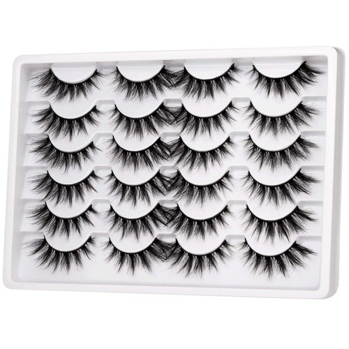 Cat Eye Lashes Pack Wispy 3D Faux Mink Lashes 18 mm False Eyelashes Soft Reusable Handmade Fake Eyelashes, 12 Pairs Pack by Pawotence