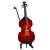 Dselvgvu Wooden Miniature Double Bass with Stand,Bow and Case Mini Contrabass Replica Mini Musical Instrument Collectible Miniature Dollhouse Model Home Decoration (5.71"x2.17"x1.38")