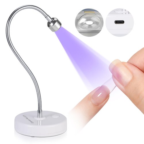 SAVILAND Gooseneck U V Lamp for Gel X Nails: Touch Switch 12W U V Nail Lamp 5S Quick Drying LED Fast Curing Lamp Rechargeable Gel X Lamp 3 Timers Setting 360° Adjustable Home Salon Manicure Nail Dryer