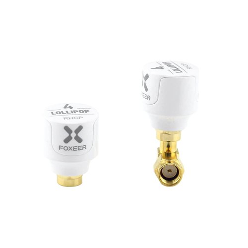 FOXEER 2pcs FPV Antenna Lollipop V4 5.7G 2.6dBi Super Mini RHCP Stubby Antenna SMA Male for RC Drone FPV Racing Quadcopeter Multicopter TX/RX (White) …