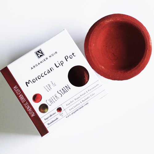 Arganier Noir Moroccan Lip Stain Pot- Lip and Cheek Stain from the City of Fez| Authentic Moroccan Lipstick| Buildable Long Lasting Stain.