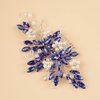 BERYUAN Wedding Pearls Crystal Rhinestone Hair Comb Pearls Crystal Flowers Bride Headpiece Crystal Pearls Wedding Hair Accessories Handmade Wedding Hairband for Wedding Women and Girls (blue)